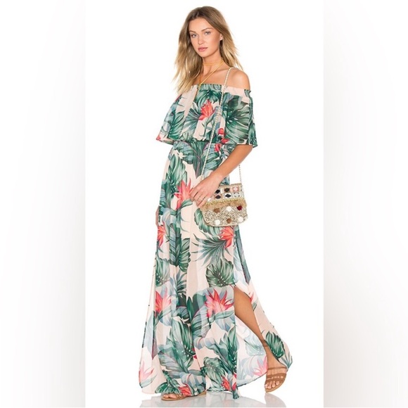 Show Me Your MuMu Dresses & Skirts - Show Me Your MuMu Hacienda Off the Shoulder Tropical Dress, Size Large
